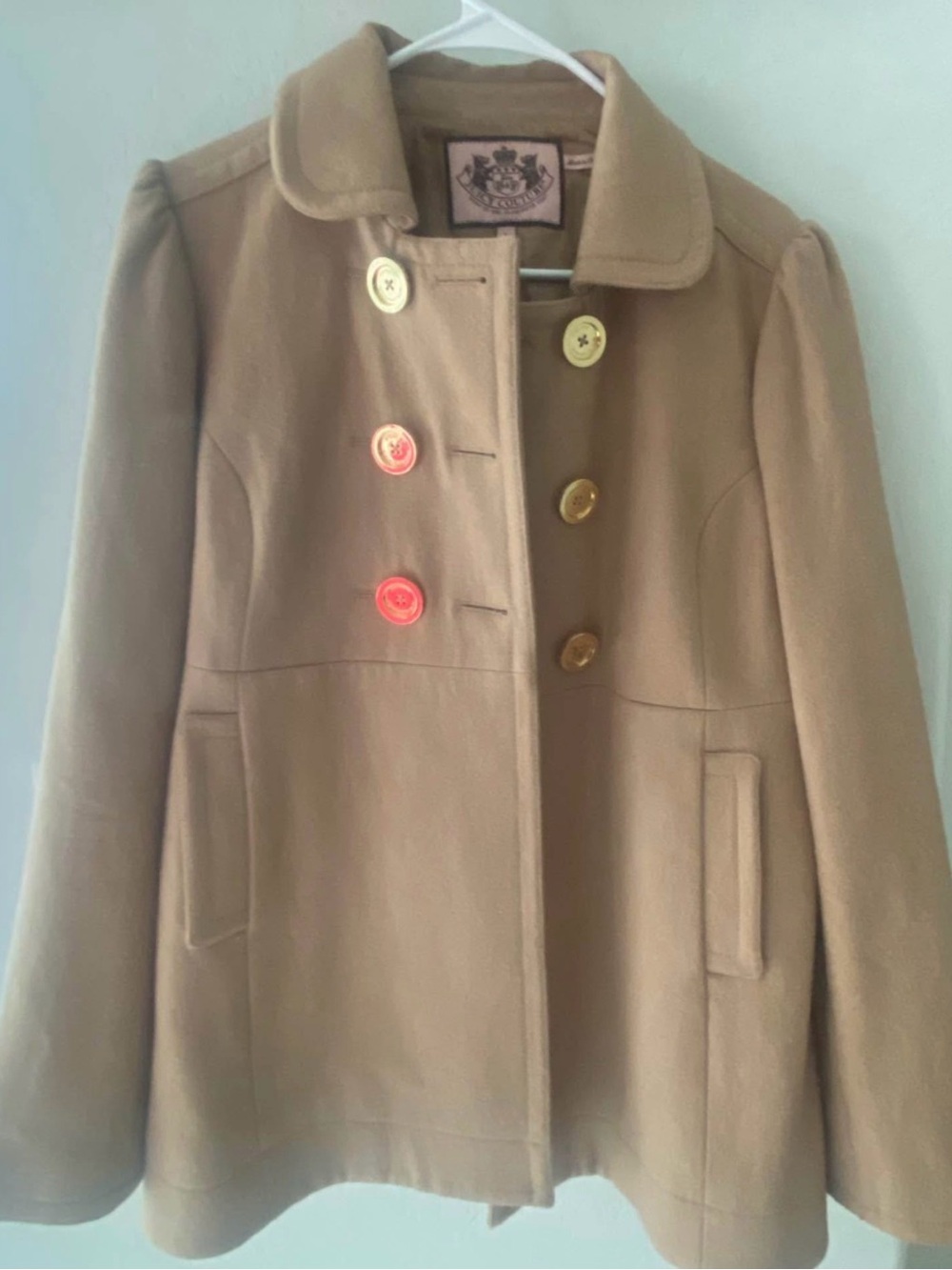 Juicy Couture Camel Double-Breasted Peacoat